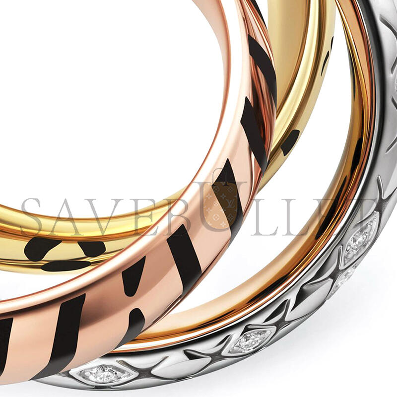 CARTIER LACQUERED GOLD AND SEMI-PAVÉD DIAMOND TRINITY RING CRB4241700